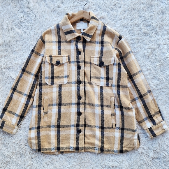 Lucky Brand‎ Tan Plaid Cotton Shacket - Picture 3 of 8